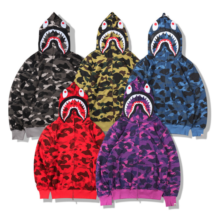bp153 bape camouflage shark hoodies multi colors ep201