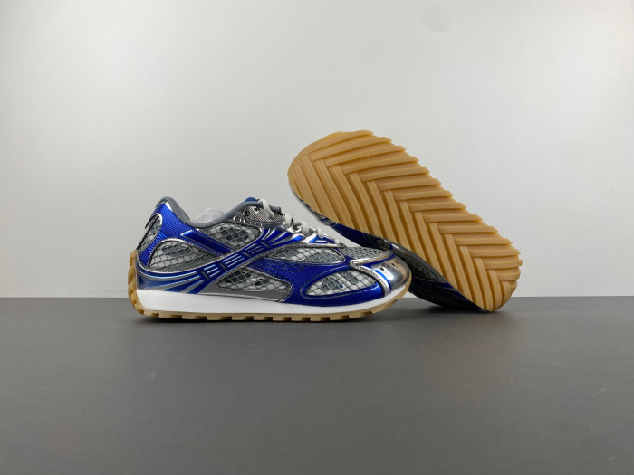 Bottega Veneta Silver & Blue Orbit Sneakers 241798F128005
