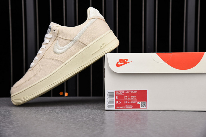 stussy nike air force 1 low “fossil stone” cz9084-200