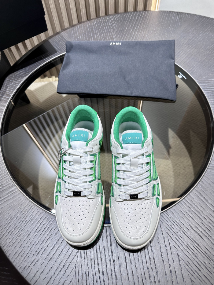 amiri skeleton low-skel top sneakers white green ps24mfs005-310