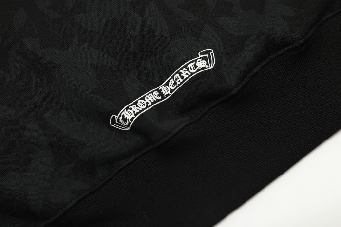 Ch*0me He**ts horseshoe floral zip up hoodie ke818