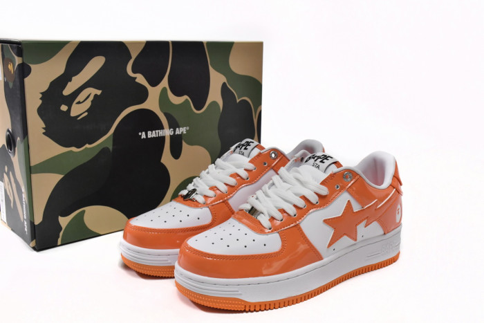 a bathing ape bape sta low white orange 1h70-191-001