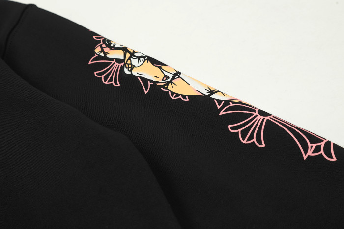 Ch*0me He**ts horseshoe floral zip up hoodie ke821